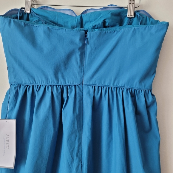 NWT J. Crew Special Occasions Samantha Scalloped Bodice Strapless Dress Blue - Picture 7 of 16